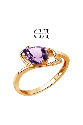 Serebranyj Dom 925 Ayar Gümüş Doğal Ametist Taşlı Yüzük 291905054 Altın