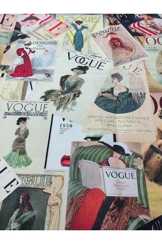 Vogue Eski Dergi Kapakları Desenli Dijital Kumaş