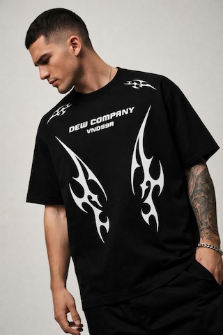 Yolo Street Oversize Erkek Tişört %100 Pamuk Tribal Baskı Streetwear Siyah/beyaz Siyah2