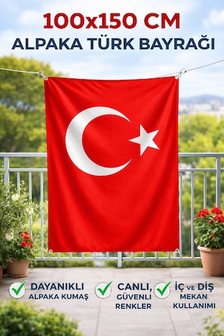 100x150 Cm Alpaka Kumaş Türk Bayrağı Büyük Boy Dayanıklı Bayrak İç Ve Dış Mekan Kullanımı Tek Ebat