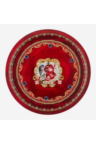 Kırmızı Metal Tepsi 34 Cm