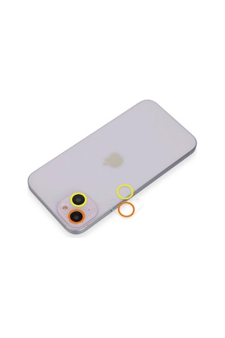 Apple iPhone Uyumlu 13 Mini Renkli Kamera Lens Koruma Cam - Sarı-turuncu Çok Renkli