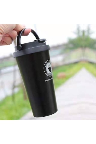 Rongcai X-01 Paslanmaz Çelik Vakum Bardak Ofis Kahve Fincanı Kulplu Kupa 500 Ml Taşınabilir