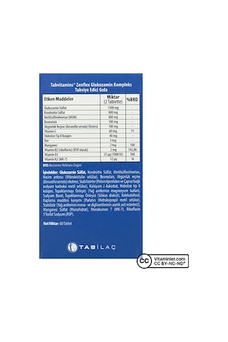Tabvitamins Zenflex Glukozamin 60 Tablet