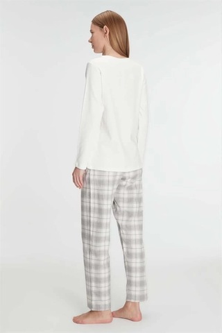 Anıl Uzun Kol Pamuklu Kışlık Pijama Takımı Gri