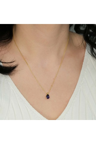 Ametist Taşlı Gümüş Kolye Gm13