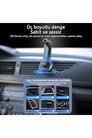 Uzun Ayaklı Araç İçi Telefon Tutucu 360 Dönebilen 8 Seviye Titreşim Önleyici Yerçekimli Tasarım 4.7-7.0 İnç 10.09x11.65x4.75cm