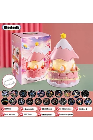 Çocuklar Gece Işık Projektör 21 Filmler Ve Bluetooth Müzik Çalar