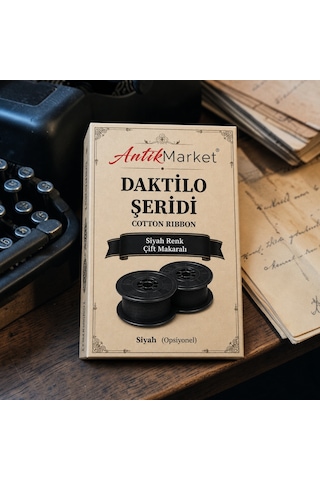 Antik Market Daktilo Şeridi Siyah Çift Makaralı