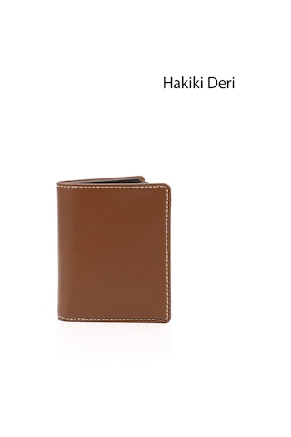 Gönderir Tabaya Kahve Hakiki Deri Dikey Cüzdan Taba - Kahverengi