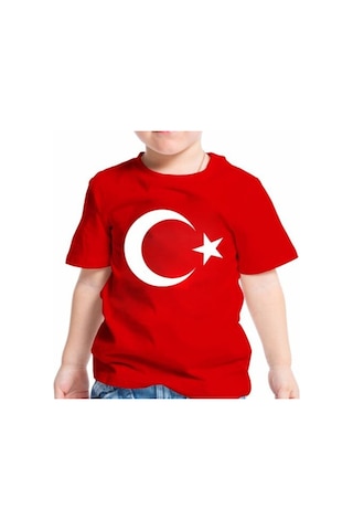 Kırmızı Bayraklı Tişört Ayyıldız Tişört Bayrak Tişört