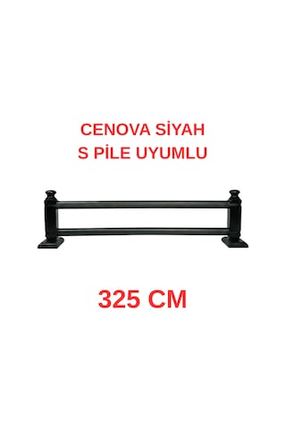 Cenova S Pile Ve Perde Düğmesi Uyumlu Çetray Çift Raylı Modern Ahşap Rustik Siyah 325 Cm Siyah