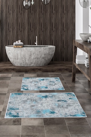 Alanur Trend Kaymaz Taban Dijital Banyo Takımı Kt495 Mavi
