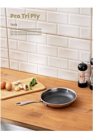 Emsan Pro Tri Ply 3'lü Çelik Tava Seti 20-24-28 Cm