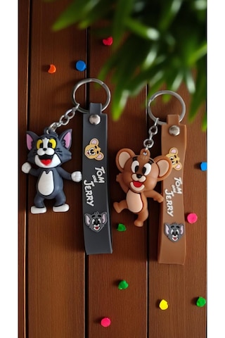 Tom Ve Jerry 2 Li 3d Silikon Çift Anahtarlık, Hediye&sevgili Anahtarlığı Çanta Aksesuar