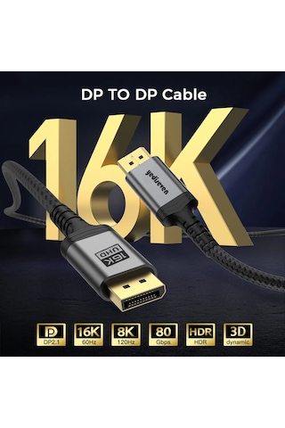 Displayport To Displayport Dp 2.1 Görüntü Aktarma Kablosu 2 M