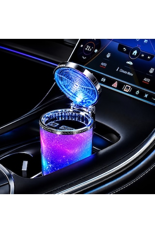 Alfa Romeo Spider Uyumlu Led Işıklı Kapaklı Araç Küllüğü Universal Bardaklık Uyumlu Küllük Otomobil İçi Aksesuar