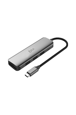 Bix Type-C Usb 3.0 Pd Kart Okuyucu 3 Portlu Çoklayıcı Hub