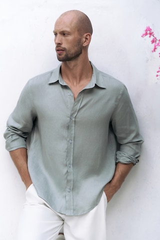 Mai Collection Mai Studios Co. Bice Mint Keten Oversize Erkek Gömlek Mint