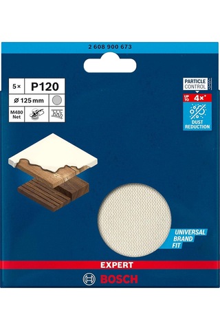 5 X Expert M480 Zımpara Ağı Ahşap Üzerine Boya İçin, Sert Ahşap, Ø 125 Mm, Granülasyon 120, Profesyonel Aksesu