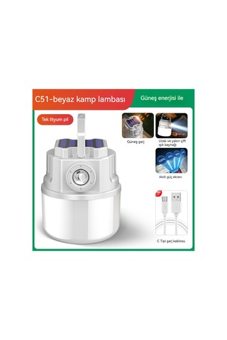 Jian Fan Led Çok Fonksiyonlu Güneşkamp Lambasıev Acilmekan Usb Şarj Kamp Lambası Beyaz