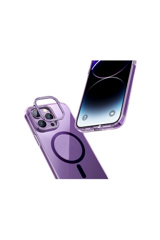 Piili Apple iPhone Uyumlu 14 Military Magsafe Kılıf Mor Çok Renkli