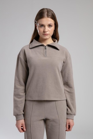 Lee Cooper Vegas Kadın Dik Yaka Sweatshirt Vizon-21872 VIZON