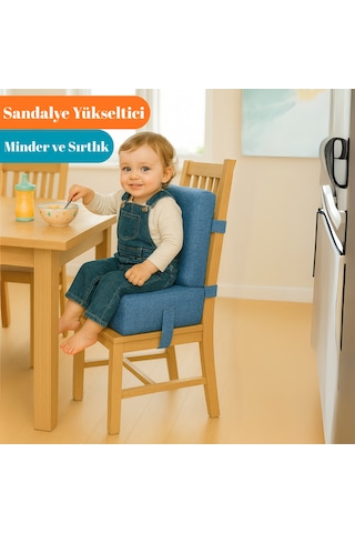 Yatella Bebekler Ve Çocuklar İçin Sandalye Yükseltici Mama Sandalyesi Minderi Mavi