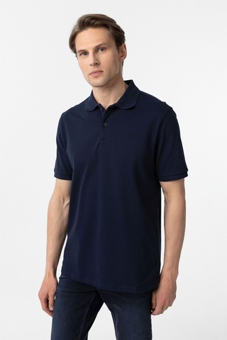 Süvari Lacivert Regular Düz Polo Yaka Tişört