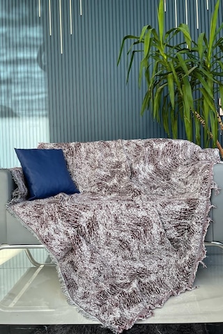 Saçaklı Lüks Koltuk Örtüsü 170x220 Cm Bordo Bordo