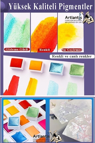 Tablet Sulu Boya 36 Renk Teneke Kutu 1 Paket 36 Lı Taş Sulu Boya Çıkarılabilir Tablet Suluboya Resim Hobi Sanat