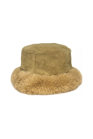 Me-vo Kış Sezonu Peluş Bucket Şapka, Karamel Rengi, Yumuşak Suni Kürk Bej