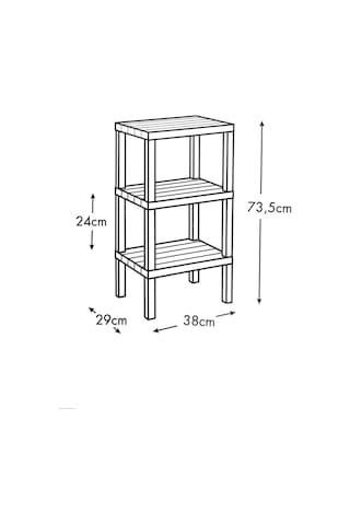 Modüler 3 Katlı Raf Siyah Royaleks-81302 Renkli