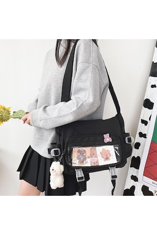 Mavi Kadın Çantası Messenger Kore Tarzı Kadın Sırt Çantası Koleji Büyük Kapasiteli Çok Yönlü Omuz Öğrenci Okul Postacı Çantaları Without Bear Mavi