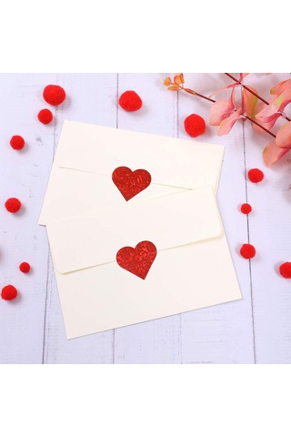 Sevgililer Günü İçin Simli Kırmızı Kalp Çıkartmaları - Dekoratif Kalp Çıkartmaları Çok Renkli