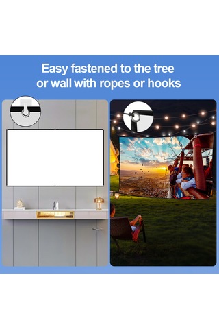 Samdoo 80 İnç 16:9 Taşınabilir Projektör Perdesi, Çoklu Montaj Opsiyonu, Dikişli Siyah Kenar, Sentetik Elastik Malzeme