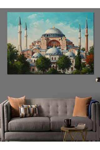 Ayasofya Ve İstanbul Manzarası Dekoratif Kanvas - Mdf Ahşap Tablo