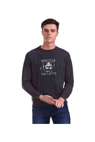 Dead Is Better Varicella Baskılı Füme Antrasit Erkek Örme Sweat