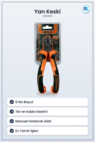 Yan Keski 6 No Lüks Kablo Kesici Hırdavat El Aleti Manuel Tel Kes