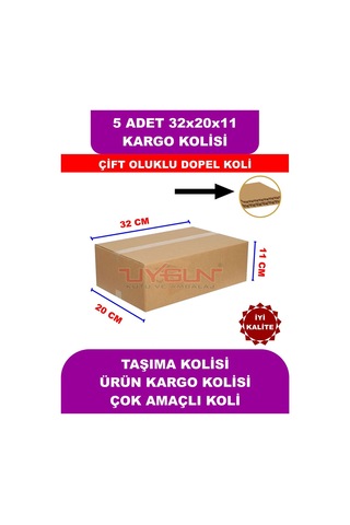 5 Adet 32x20x11 Cm Baskısız Çift Oluklu Boş Koli, Dopel Ürün Kolisi, Kargo Kolisi, Tssst