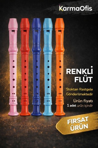 Renkli Flüt Stoktan Rastgele Gönderim Dayanıklı Plastik Çocuk Okul Flütü 1 Adet