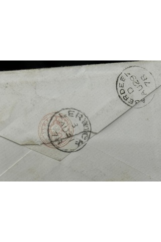 İngiltere Klasik Dönem 1878 Victoria Dönemi Pink Penny Kendinden Pullu Antiye Zarf Postadan Geçmiş