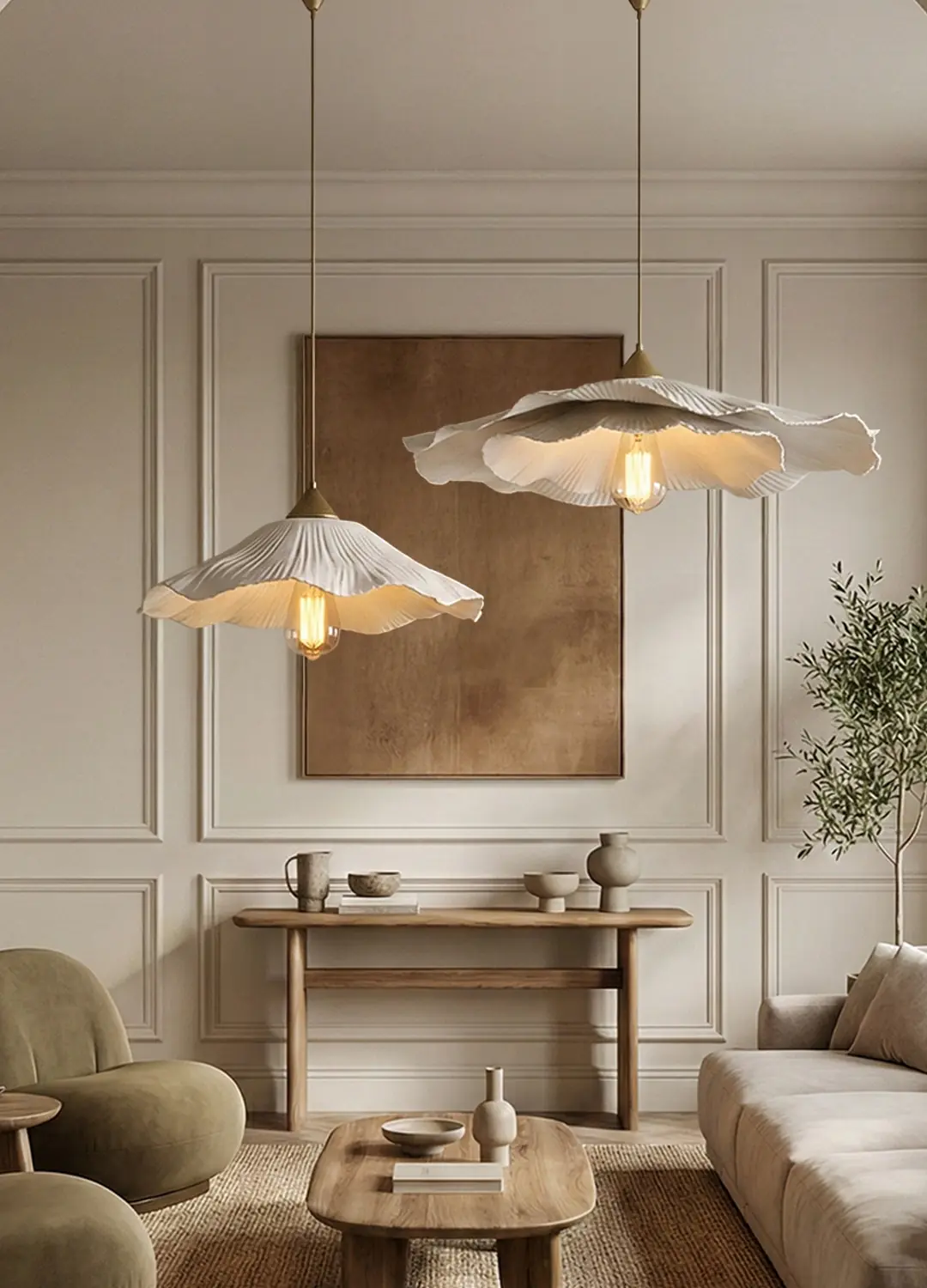 2'li Modern Avf İki Katlı Sarkıt Avize & 40 Cm Avize Beyaz