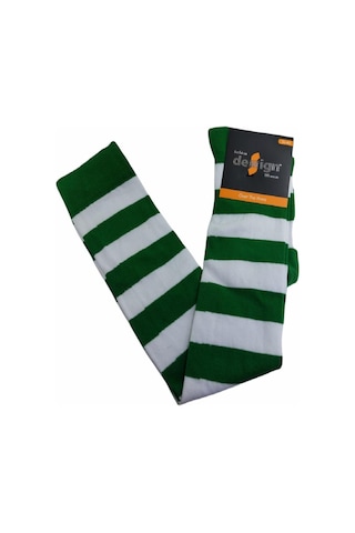 Design Socks Desing Çember Desenli Dikişsiz Dizüstü Çorap-Yeşil
