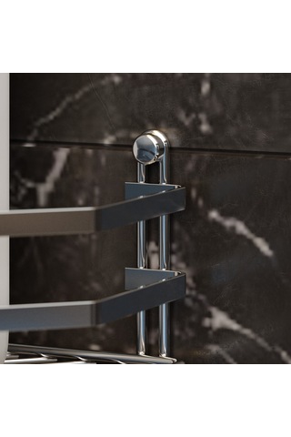 Teknotel Dört Katlı Kancalı Banyo Köşe Rafı Krom Es059H Krom