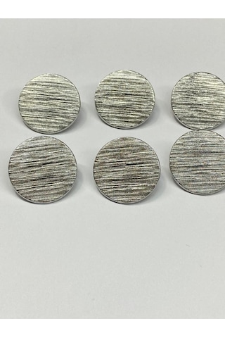 Trençkot Ceket Düğmesi Takımı Çizgili Para Model Gümüş 2 Cm