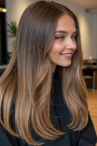 Caş Dekorasyon Kahverengi Ve Sarı Ombreli Dalgalı Peruk Kahverengi