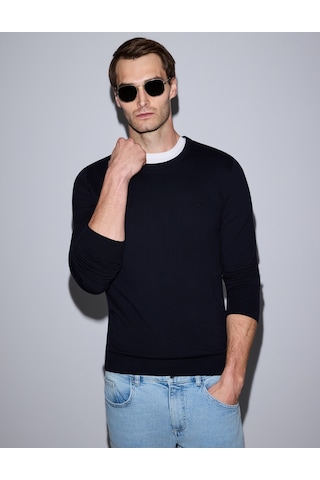 Pierre Cardin Lacivert Slim Fit Bisiklet Yaka Basic Triko Kazak 50331501-vr033