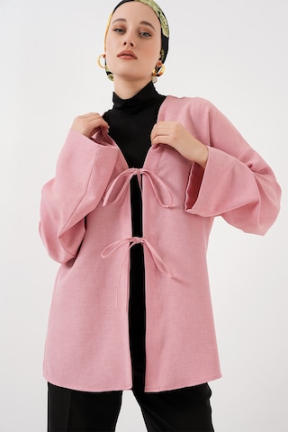 Bigdart Keten Tesettür Kimono 5968 - Pudra