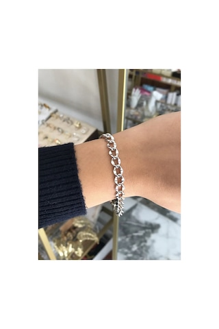 Zincir Silver Model Bileklik Kararmaz Gümüş